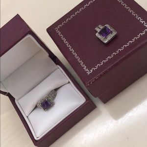 Helzberg Diamonds silver ring & matching necklace